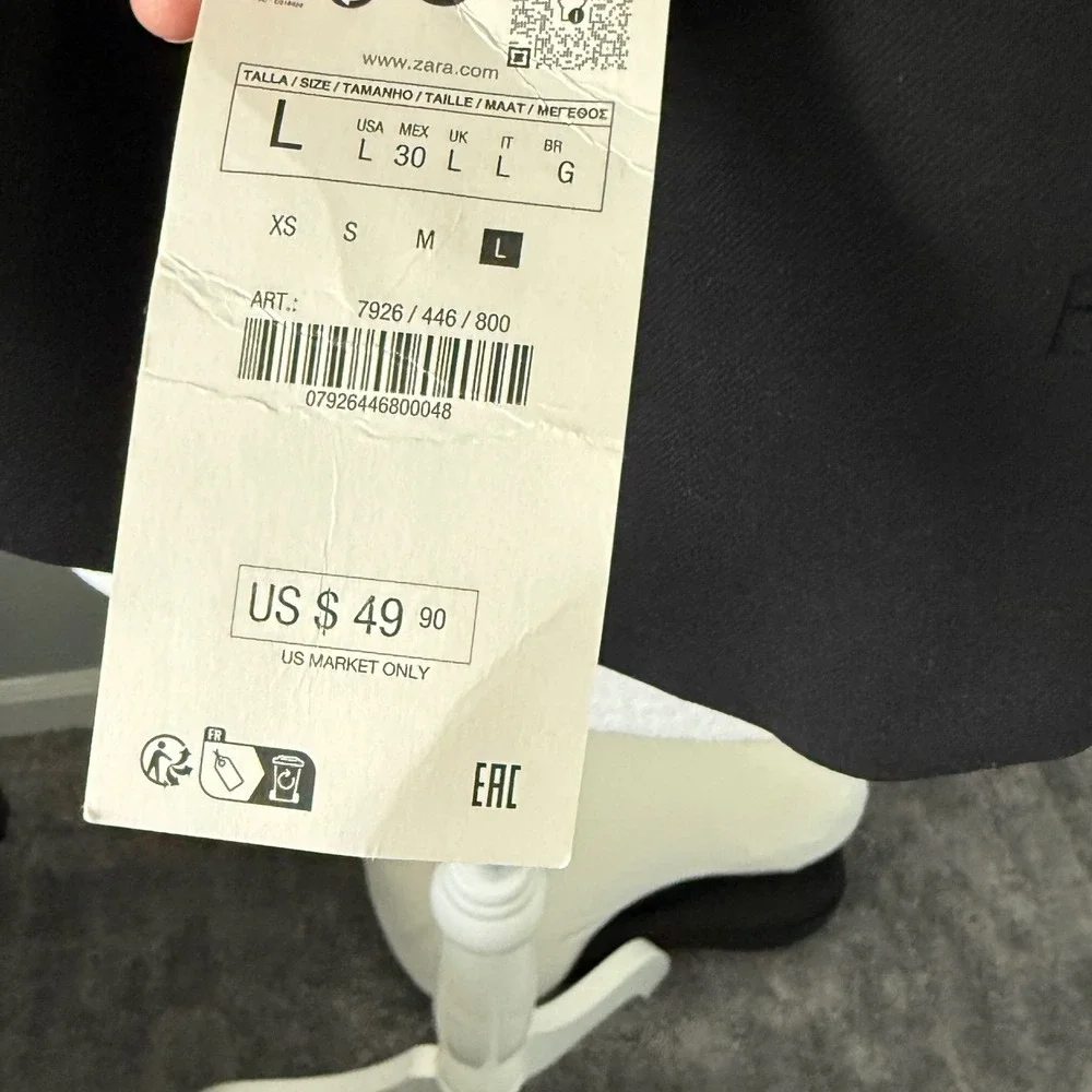 Zara Halter Neck Waistcoat Vest Black Wool Blend 7926/446/800 NWT Size L - Picture 3 of 10